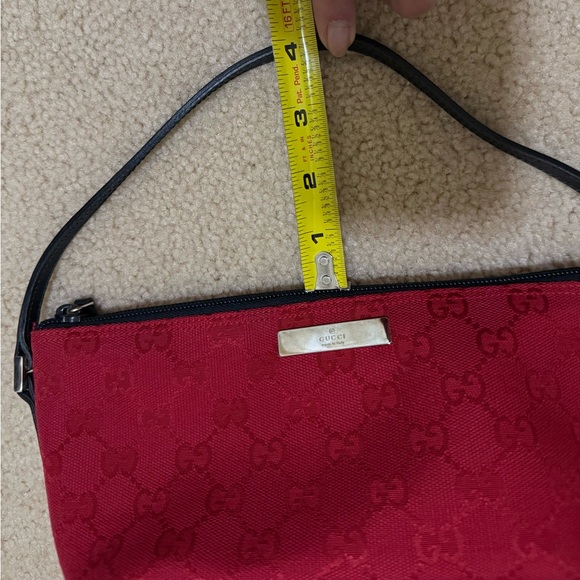 New! Gucci Red GG Monogram Canvas Boat Pochette - Picture 8 of 8